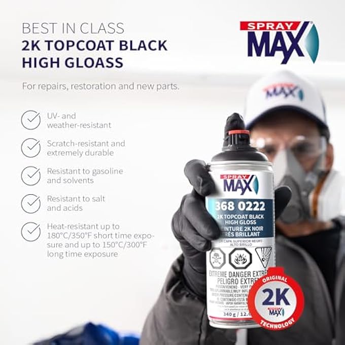 Spray max سبراي ماكس 3680222، طلاء نهائي أسود لامع عالي الجودة - Image 2